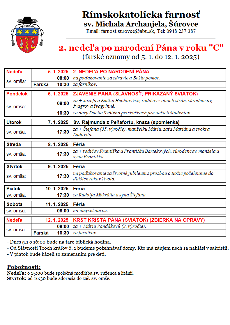 2. vianočná nedeľa 2025