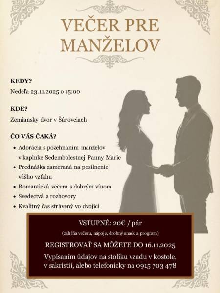 Večer pre manželov - pozvánka