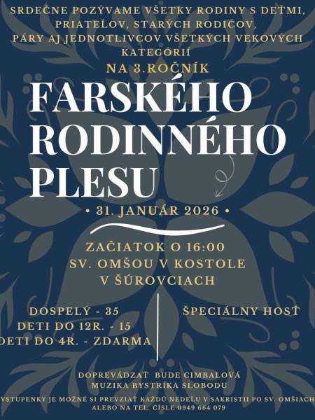 Pozvánka na Farský rodinný ples 2026